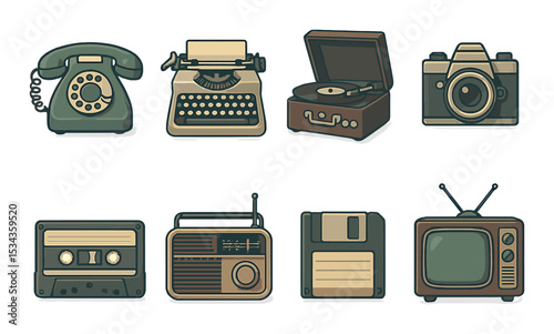 Retro icons set – silhouette, vintage and classic theme illustrations