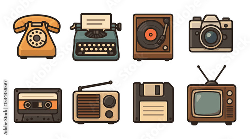 Retro and delivery icons set – line, vintage and logistic style symbols for design
