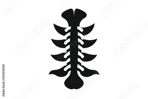 Abstract Spinal Vertebrae Anatomical Black Silhouette Illustration for Medical or Chiropractic Designs