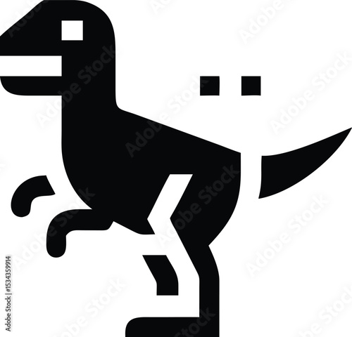 A bold, stylized black and white vector graphic of a Tyrannosaurus Rex.