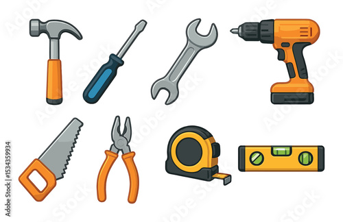 Household tool icons set – 3d, simple and essential diy equipment graphics