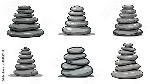black stones isolated on white
