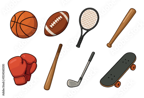 Sports equipment icons set – 3d, athletic gear and fitness symbols for design