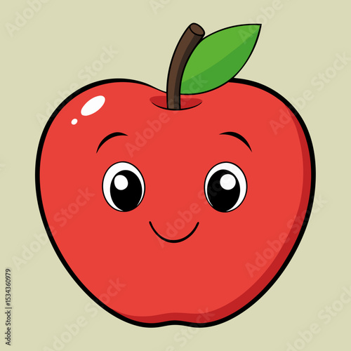 Vector apple with friendly face and rosy cheeks