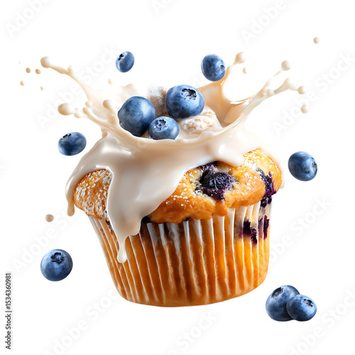 Rich blueberry muffin milk splash in motion