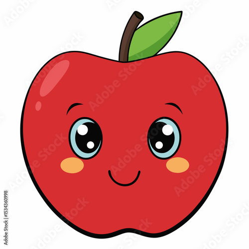 Vector apple with friendly face and rosy cheeks