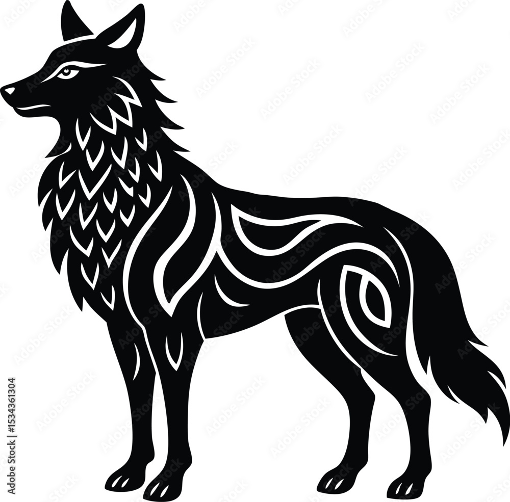Obraz premium A wolf, deer designed vector Illustrator 