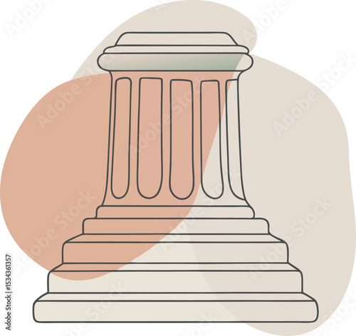 Elegant Outline of a Classic Column with Steps