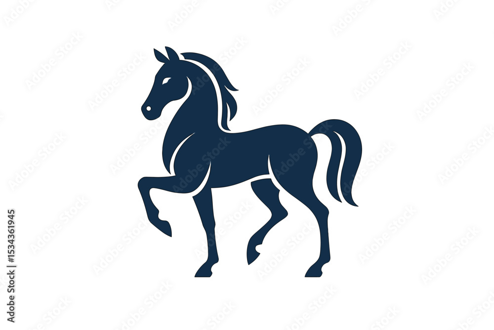 Fototapeta premium A creative horse is the centerpiece of this elegant logo symbol design illustration vector for company use