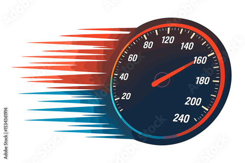 A fast speedometer car is set against a background of speed motion and racing velocity