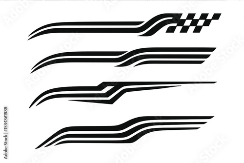 Black car stickers and sports stripes are available as racing decals for tuning