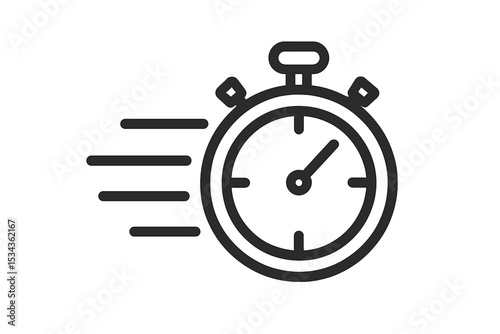 A fast delivery icon featuring a timer, alongside a stopwatch line icon, symbolizes efficient shipping and time management