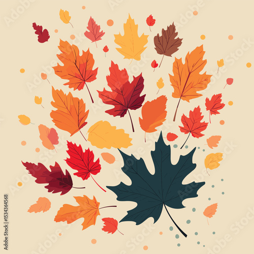 Botanical Autumn Leaf Arrangement for Seasonal Design Projects