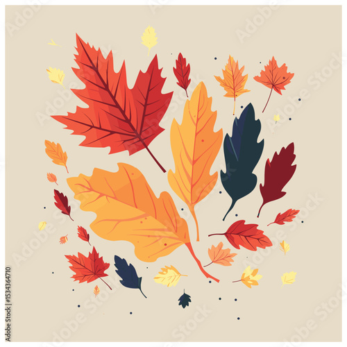 Botanical Autumn Leaf Arrangement for Seasonal Design Projects