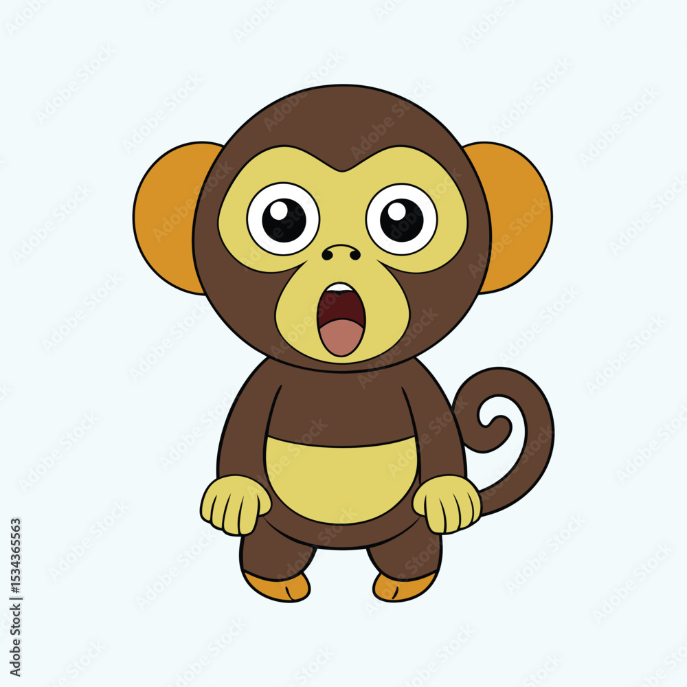 Fototapeta premium Scared Chimpanzee Vector Icon Illustration
