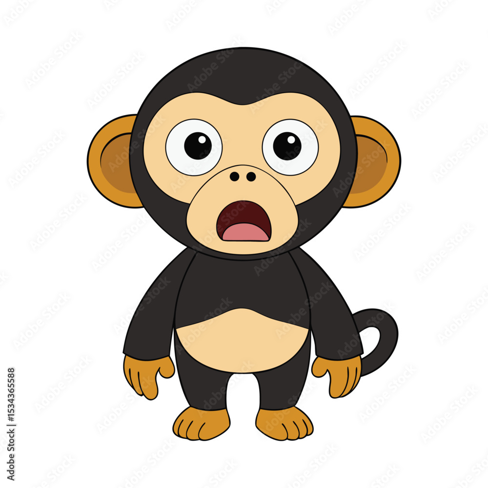 Obraz premium Scared Chimpanzee Vector Icon Illustration