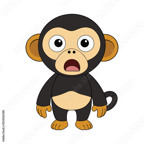 Scared Chimpanzee Vector Icon Illustration