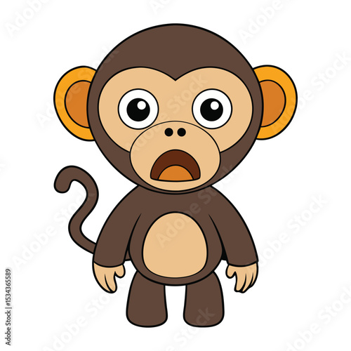 Scared Chimpanzee Vector Icon Illustration