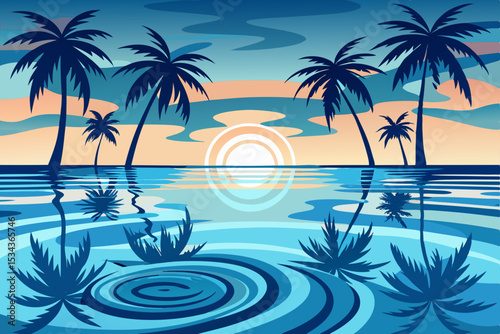 Tropical paradise beach with palm trees, a summer vacation dream