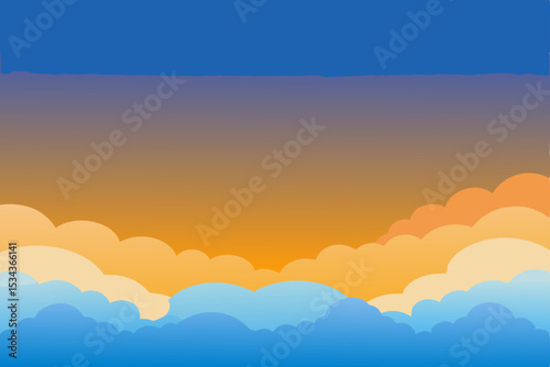 Vibrant sunset illuminates mountains and clouds in a beautiful, red, orange, and yellow sky