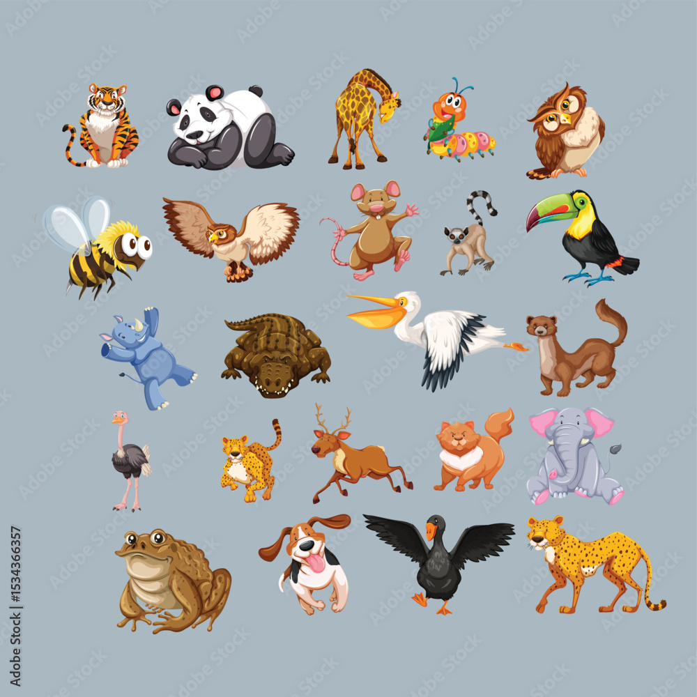 Obraz premium Set of different animals illustration