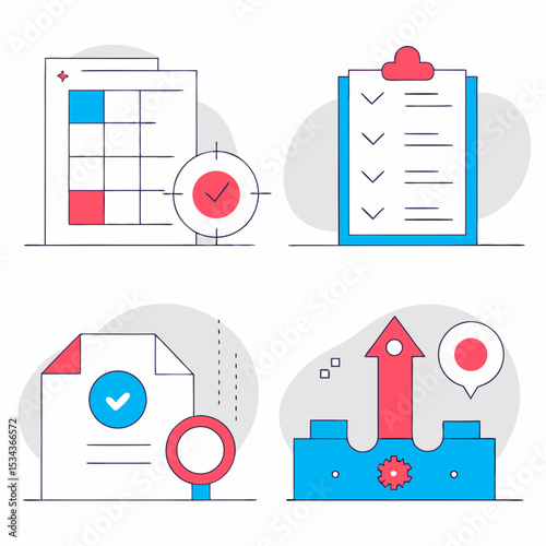 Business Planning Icons – Project Strategy and Analysis Vector