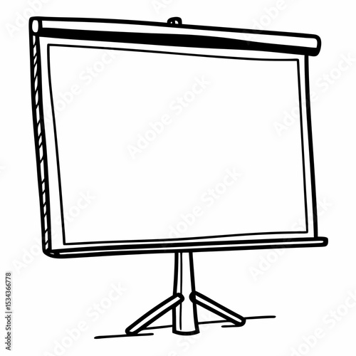 Blank Presentation Screen – Outline Projector Vector
