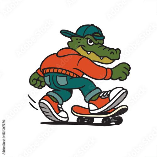 Cool Crocodile Skater for streetwear design
