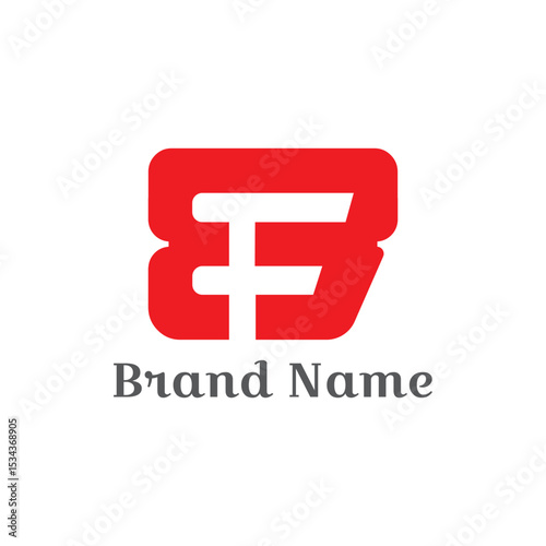 E-commerce business logos and email icons illustrate modern web concepts. EB letter logo with F letter in negative space.