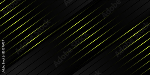 Abstract dark gray background black bright yellow stripes in empty space. Dark colored wide abstract banner. vector illustration