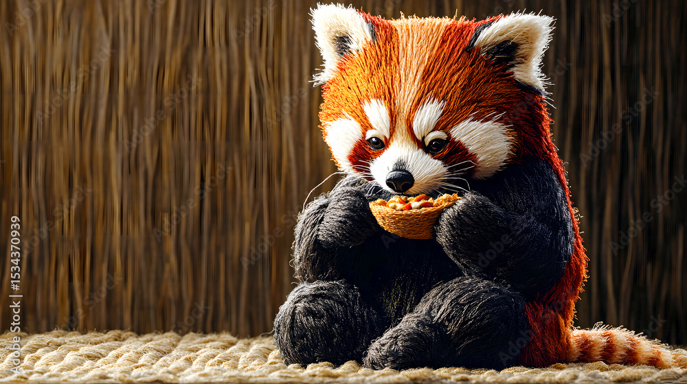 Obraz premium Red Panda Sitting Upright