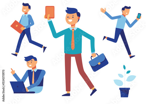Professional Businessman Character Turnaround Model Sheet	
