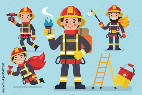  Firefighter Character Model Sheet