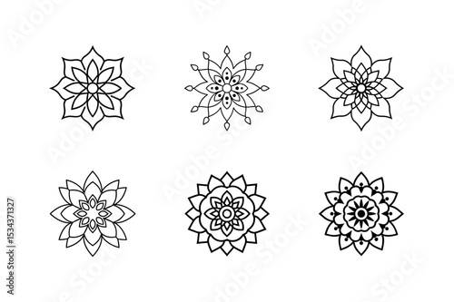 indian rangoli mandala vibrant line art vector silhouette