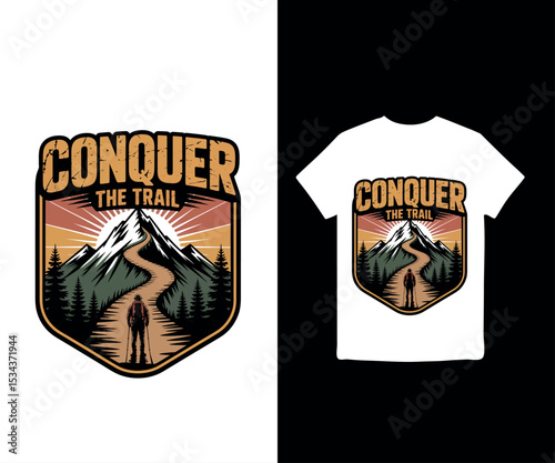 Motivational Hiking T-shirt Quote Design – Conquer the Trail
