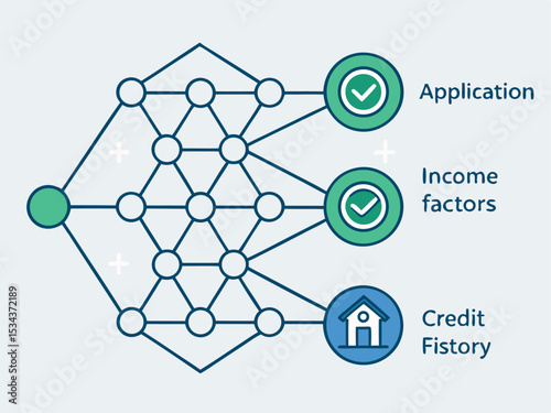 Conceptual Vector Art of AI Explaining Loan Decision Factors  