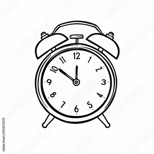 Drawing of an alarm clock with two bells.