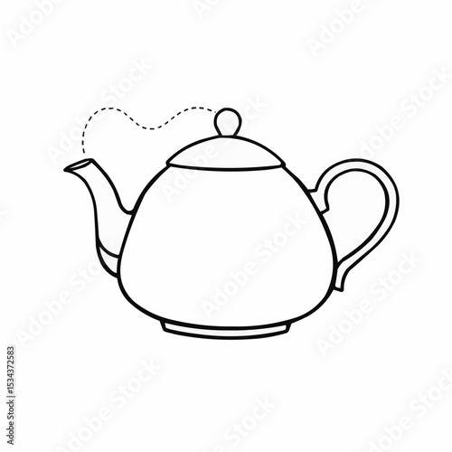 Black and white drawing of a teapot.