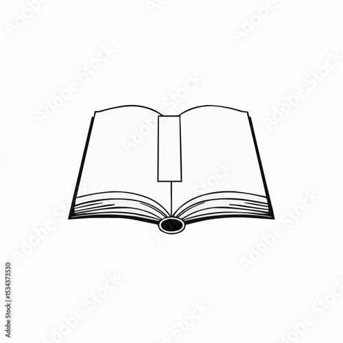 An open book with a bookmark.