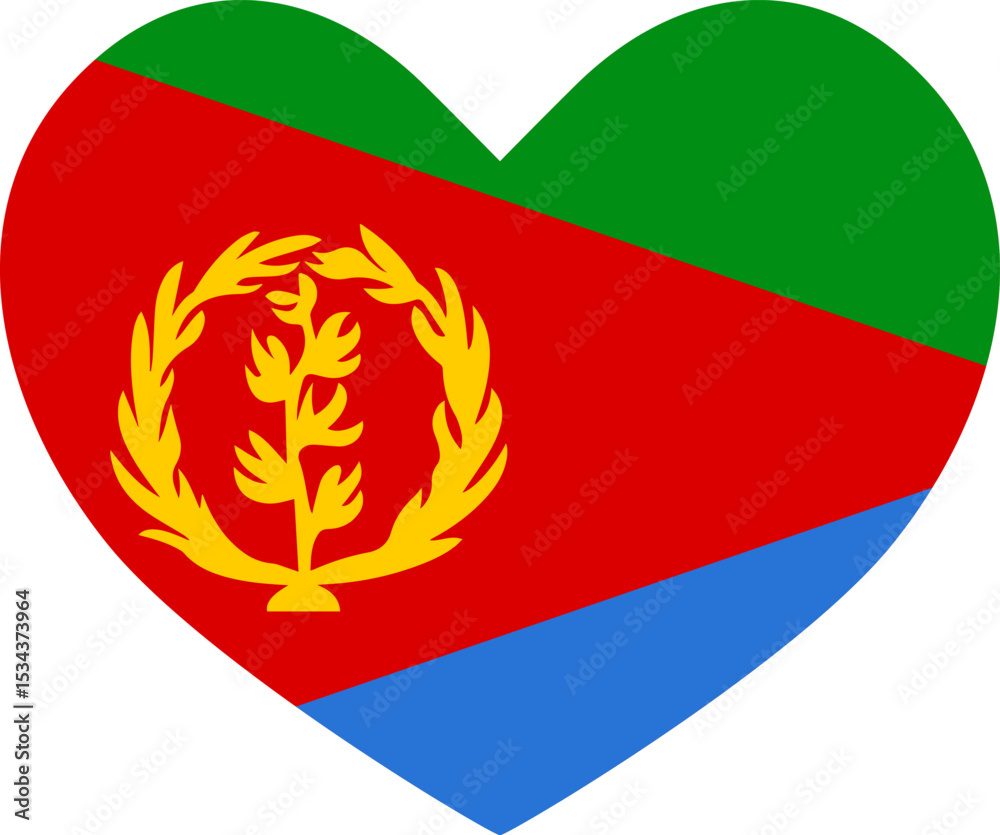 Fototapeta premium Eritrea heart shaped icon flag illustrator national