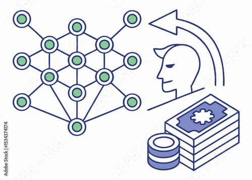 Green Vector Art of Neural Network in Loan Approval Clarity  