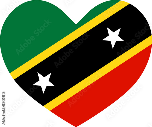 Free Download Saint Kitts and Nevis  heart shaped icon flag illustrator national - GFXLoad