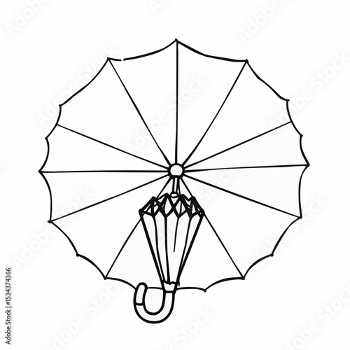 Black and white drawing of a closed umbrella.