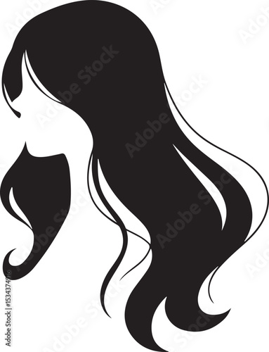 Silhouette of a Long-Haired Woman in Fashion Illustration Style