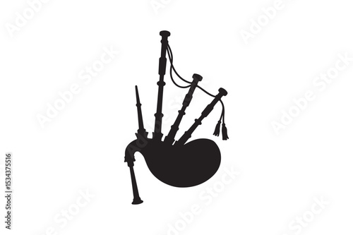 bagpipes silhouette vector art illustration on white background