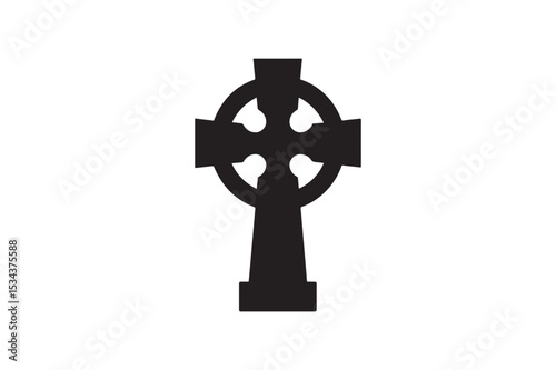 celtic cross silhouette vector art illustration on white background