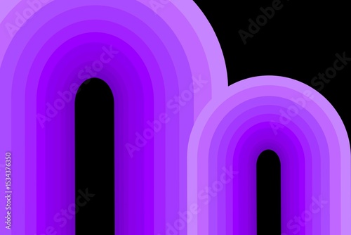 Abstract modern minimalist purple and black background with lines, rainbow shape, ornate, ornament, swirl, gradient, wave, curve texture horizontal background design for decor, wallpaper, etc.