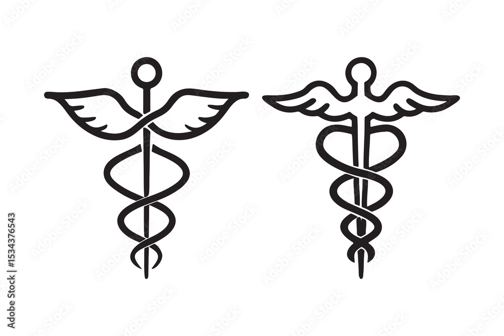 Caduceus Medical Doctor Symbol Snake Silhouette Vector logo Icon Design Caduceus Medical Doctor Symbol Snake Silhouette Vector logo Icon Design