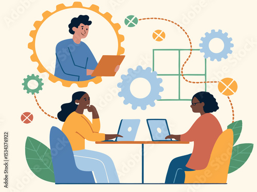 Colorful Vector Design of Diverse Team in Seamless Collaboration  
