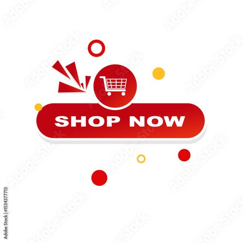 
Shop now promo labels in colorful modern flat style, for sale banner ads, vector illustration